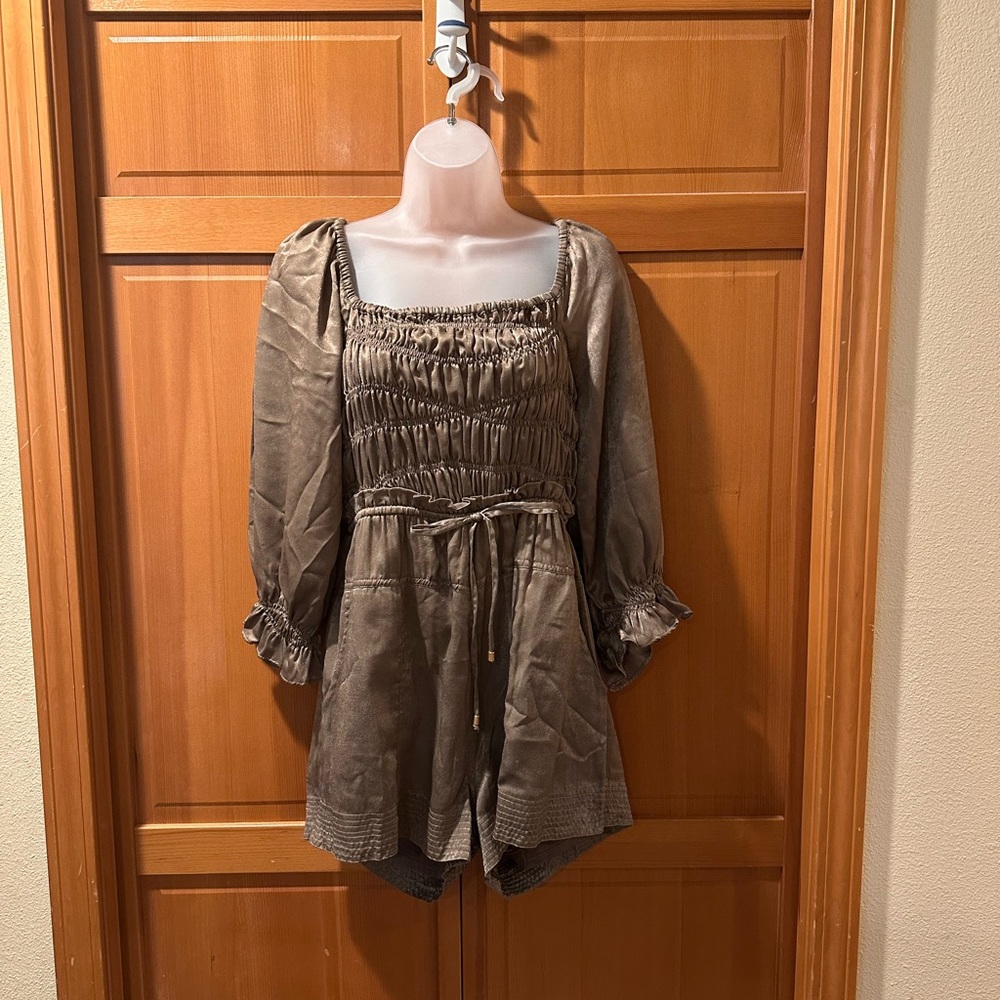 Free People Olive Long Sleeve Cassidy Romper